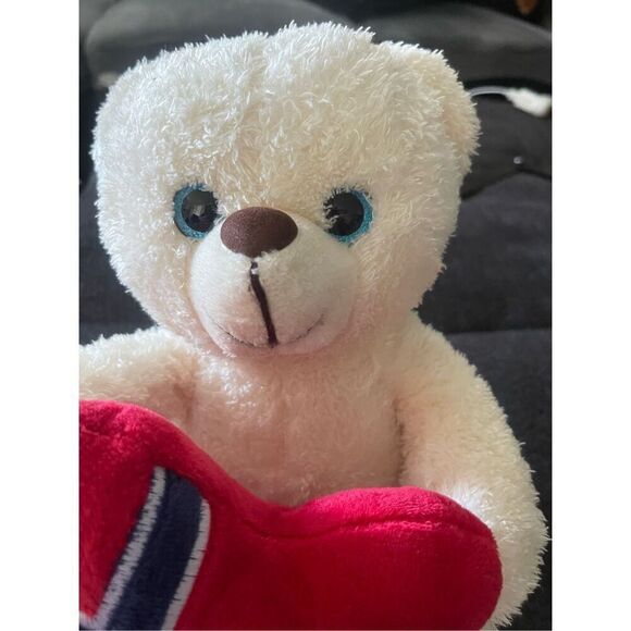 Way Nor Polar Bear With Flag Heart Stuffed Plush Doll - Picture 13 of 13